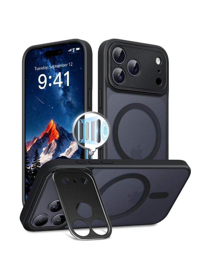 GolbinBox for iPhone 17 Pro Max Case with Stand,Compatible with MagSafe,[Camera Control][Military Drop Protection] Shockproof Slim Translucent Matte Phone Cover for iPhone 17 Pro Max 6.9",Black - Image 1